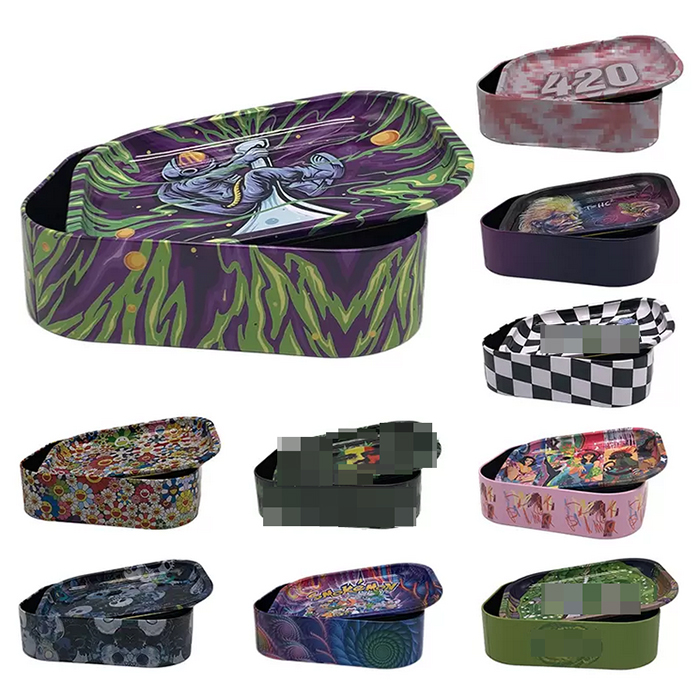 Rolling Tray With Stash Box Kit Smoking Accessories 180x140x45mm Size Cartoon Pattern For Tobacco Dry Herb Grinder Opp bag Packaging Metal Cigarette Trays
Rolling Tray With Stash Box Kit Smoking Accessories 180x140x45mm Size Cartoon Pattern For Tobacco Dry Herb Grinder Opp bag Packaging Metal Cigarette Trays