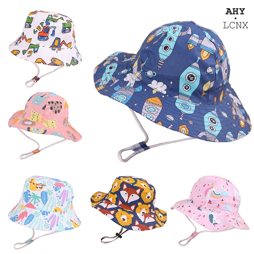 Topi Ember Bayi Musim Semi Musim Panas untuk Anakanak Topi Nelayan Hewan Kartun Topi Matahari Luar Ruangan Musim Gugur Antilembap Katun 220611