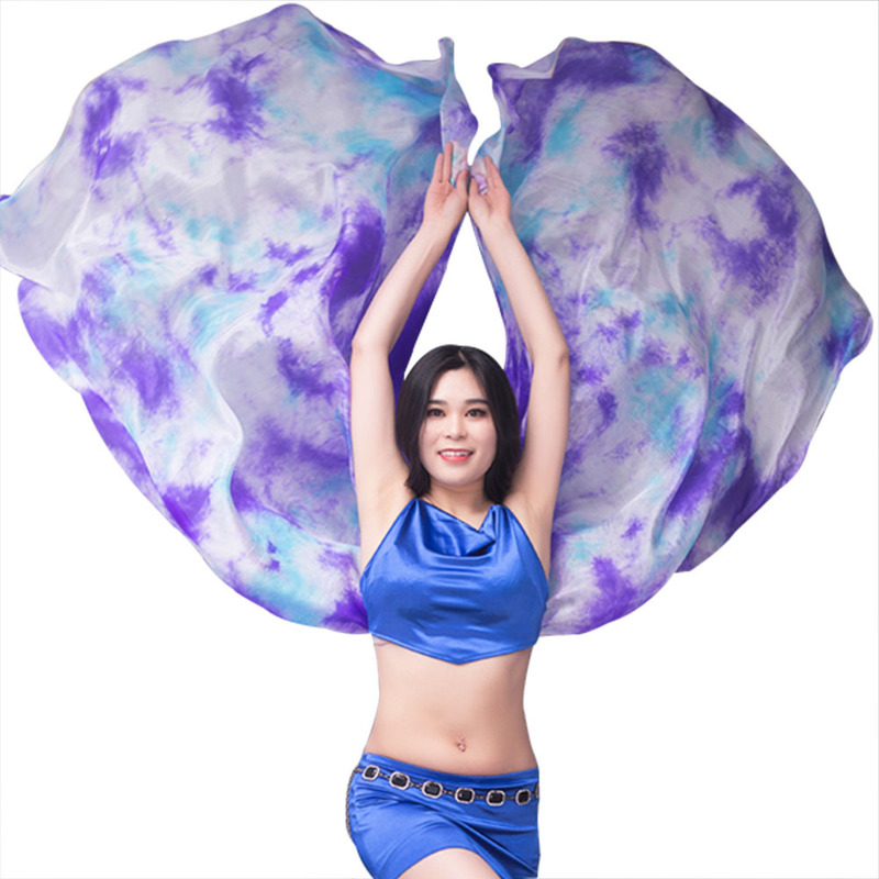 100% Veils Light Silk Belly Dance Hand Thrown Scarf Shawl Veil 200cm 250cm 270cm Kids Adults Stage Performance 13 Color 220507