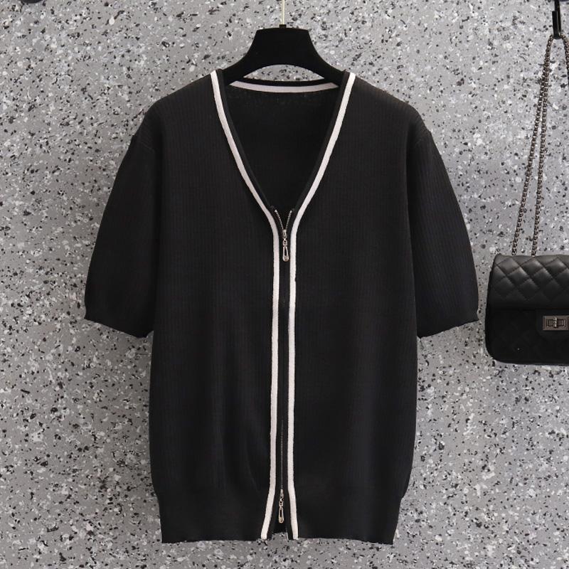 Women's Knits & Tees Women Sweater Cardigan V-Neck Short Sleeve Coat Female Stitching Color Stripes Knitted Oversized Women's ClothingWo, Black
Women's Knits & Tees Women Sweater Cardigan V-Neck Short Sleeve Coat Female Stitching Color Stripes Knitted Oversized Women's ClothingWo, Black