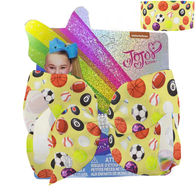 2022 NEW Large 8inch Sport Bows Baseball/Softball/Football Ribbon Hair Bow With Clip For Kids Girls Hairgrips Hair Accessories 8pcs/