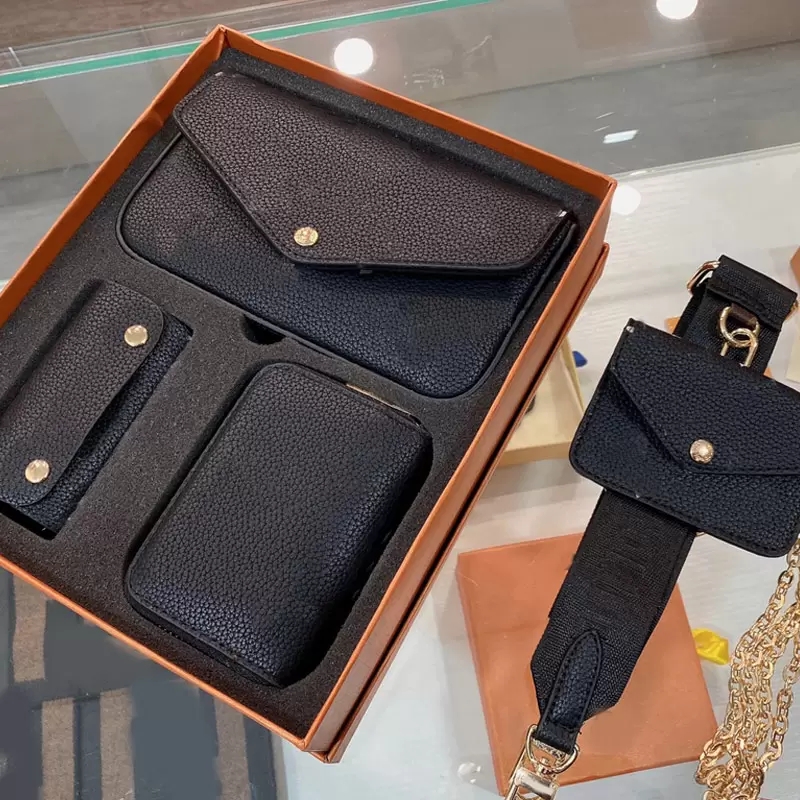 Fashion Shoulder Bags Women Handbags Wallet 3pcs Set Multi Pochette Classic Letter Old Flower Clucth Chain Crossbody Bag Purse Detchable Adjustable Tw