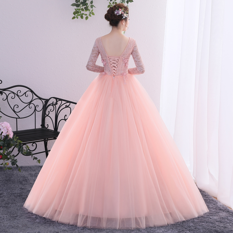 Beautiful Baby Blue Quinceanera Dresses 2022 Long Sleeve V Neck Ball Gown Prom Dress Floral Lace Corset Sweet 16 Party Evening Princess Girls Vestido 