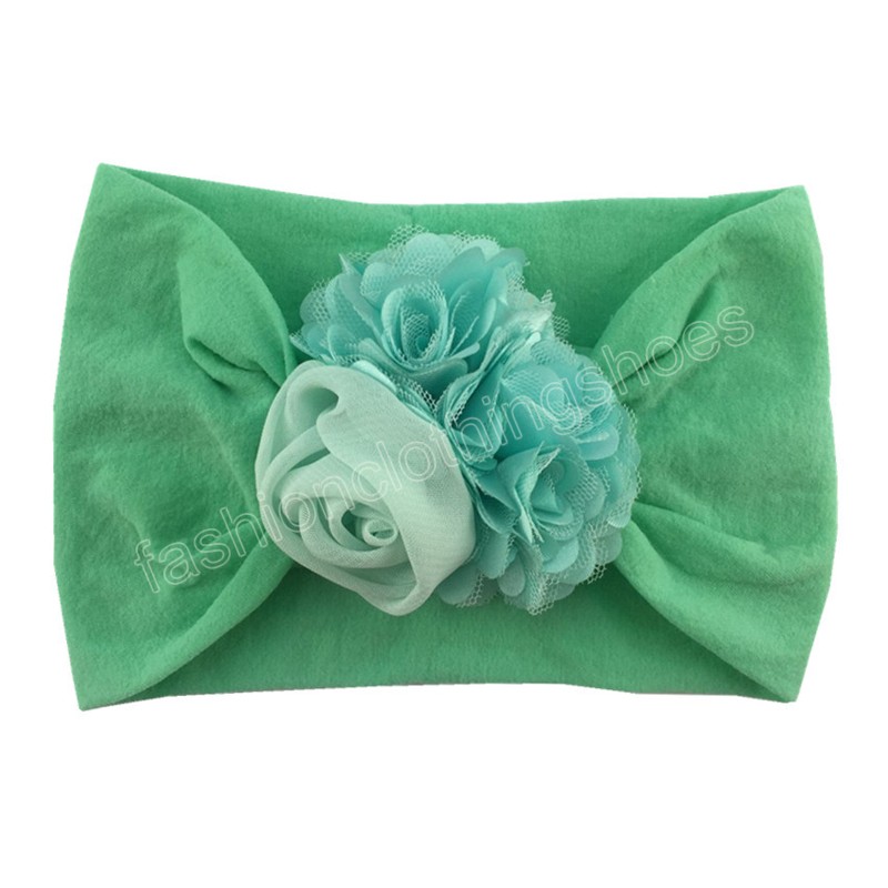 Fashion Baby Girls Chiffon Flower Knit Headband Infant Nylon Wide Hairband Kids Rose Headwear Newborn Birthday Gifts Photo Props
