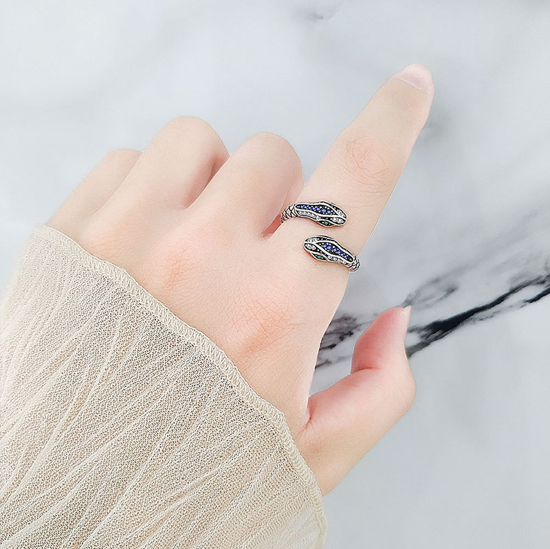 Top Quality S925 Silver Plated Austrian Crystal Snake Ring for Women Hip Hop Party Rings Lucky Jewelry Gift