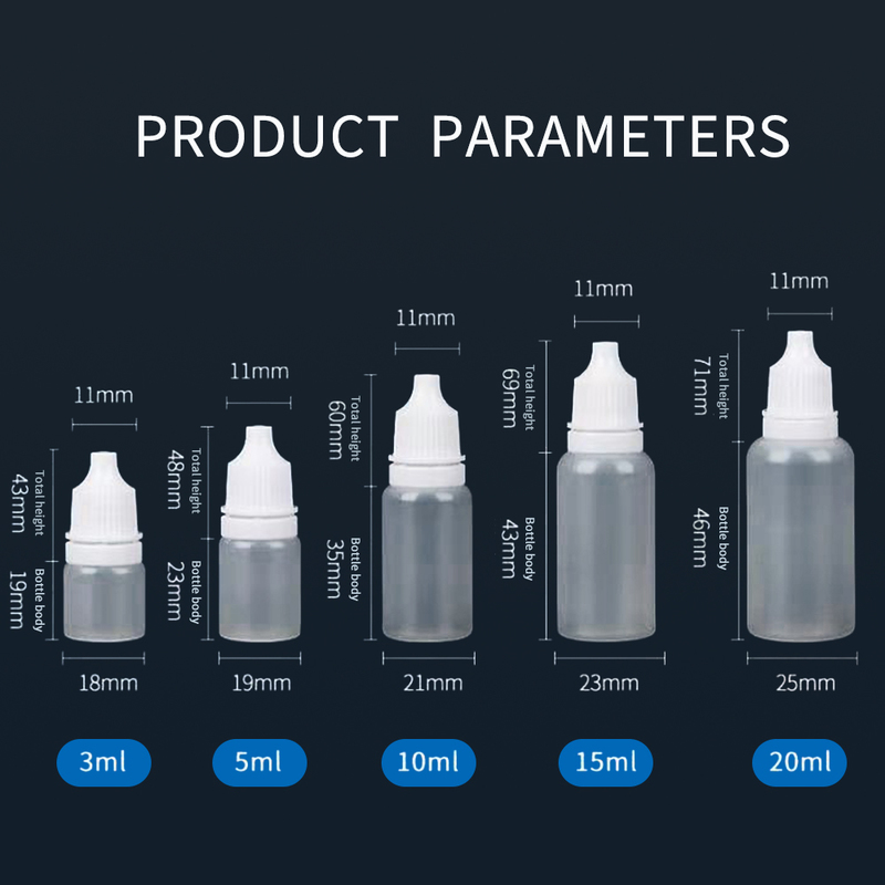 100 PCS Empty Liquid Dropper Bottles LDPE Plastic Squeeze Eye Juice Refillable DIY Containers 3ml 5ml 10ml 15ml 20ml 30ml 50ml 220726