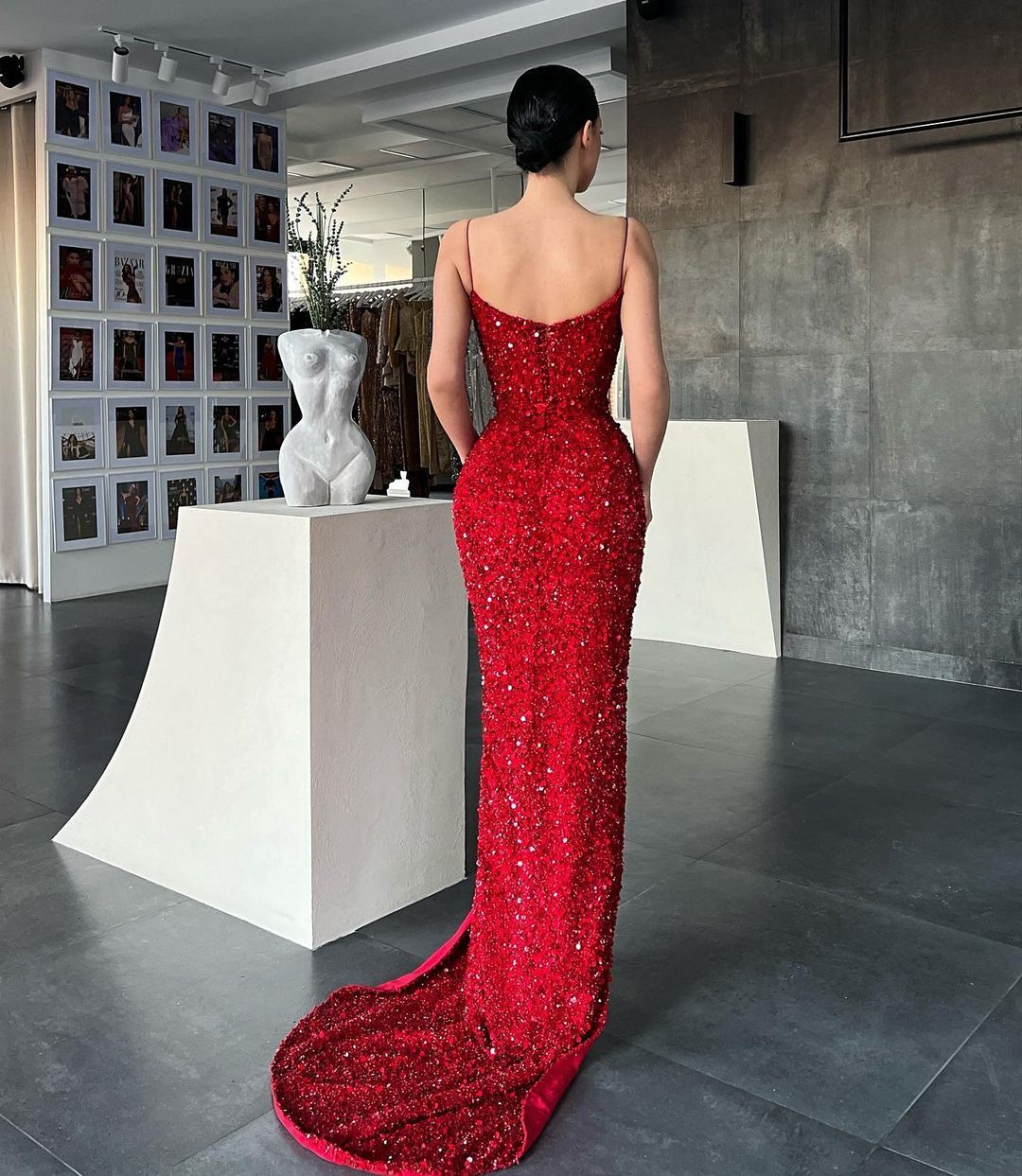 Sequin Prom Dresses 2024 Sleeveless Custom-made Split Backless
