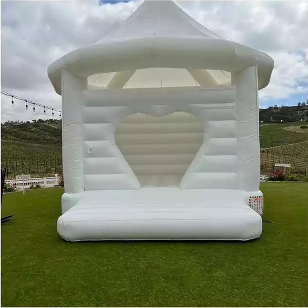 wedding white inflatable bouncy castle jumping bouncer bounce house with heart shaped door for adult party