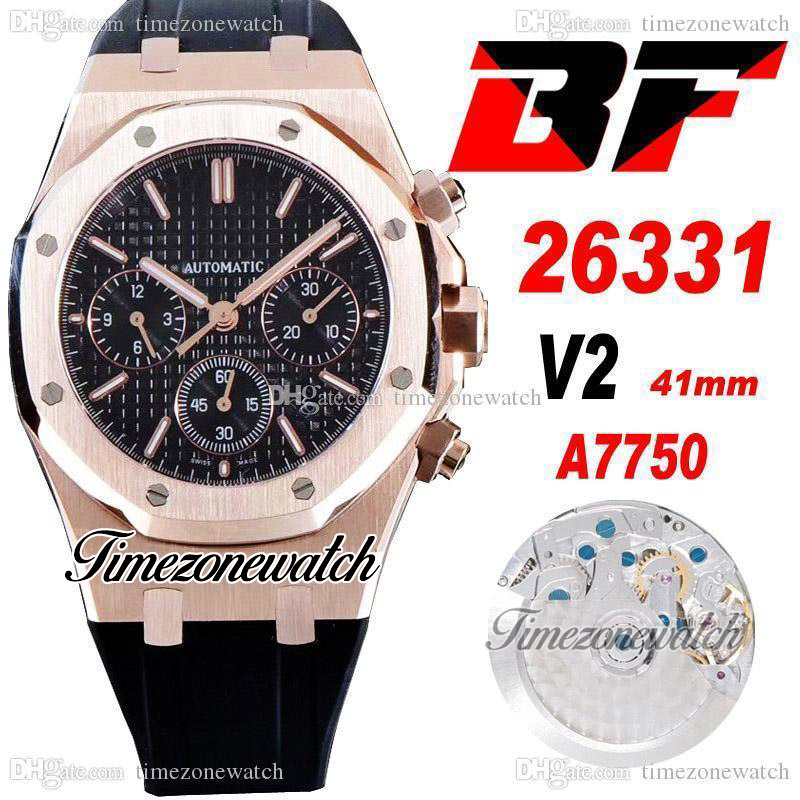 BFF V2 41mm 26331 ETA A7750 Automatic Chronograph Mens Watch Rose Gold Black Textured Dial Stick Markers Rubber Strap 4 Styels Super Edition Timezonewatch A1, Custom waterproofing service
BFF V2 41mm 26331 ETA A7750 Automatic Chronograph Mens Watch Rose Gold Black Textured Dial Stick Markers Rubber Strap 4 Styels Super Edition Timezonewatch A1, Custom waterproofing service