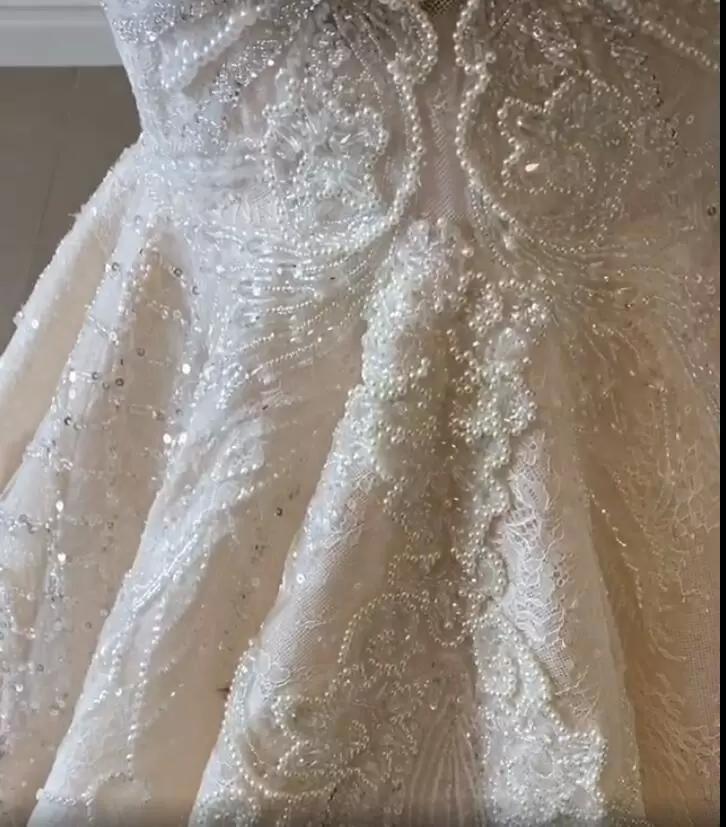 Sexy Mermaid Wedding Dresses Strapless Sleeveless Luxurious Lace Beaded One Shoulder Wedding Gown Sweep Train robe de mariée