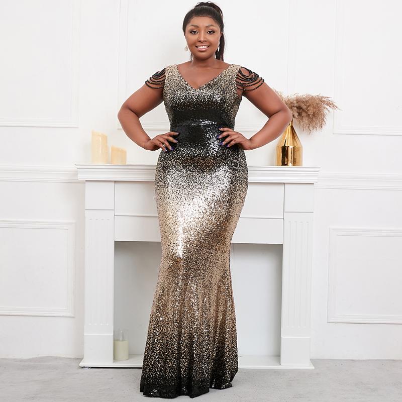 Plus Size Dresses Women Black Gold Sequin Beading Evening Dress Elegant V Neck Party Maxi Long Prom DressPlus
Plus Size Dresses Women Black Gold Sequin Beading Evening Dress Elegant V Neck Party Maxi Long Prom DressPlus