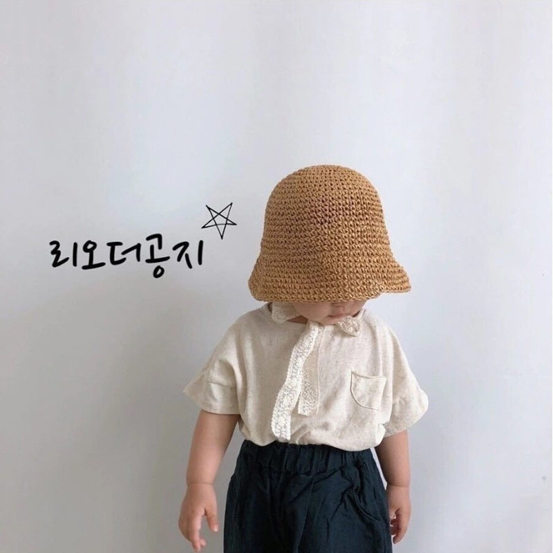 Summer Straw Baby Hat Lace born Bucket Kids Sun s Cap Children Panama Outdoor Travel Beach 220611