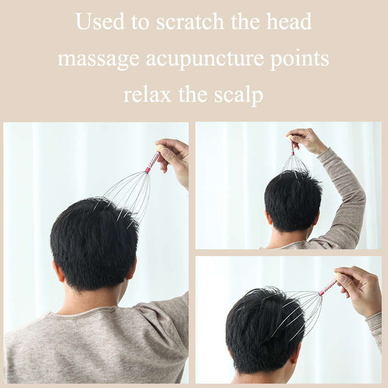 Decompression Toy Octopus Head Scalp Relaxation Massage Pain Relief Body Massager Stress Release Relaxing Claw Metal Massager Device Unisex 20pcs/