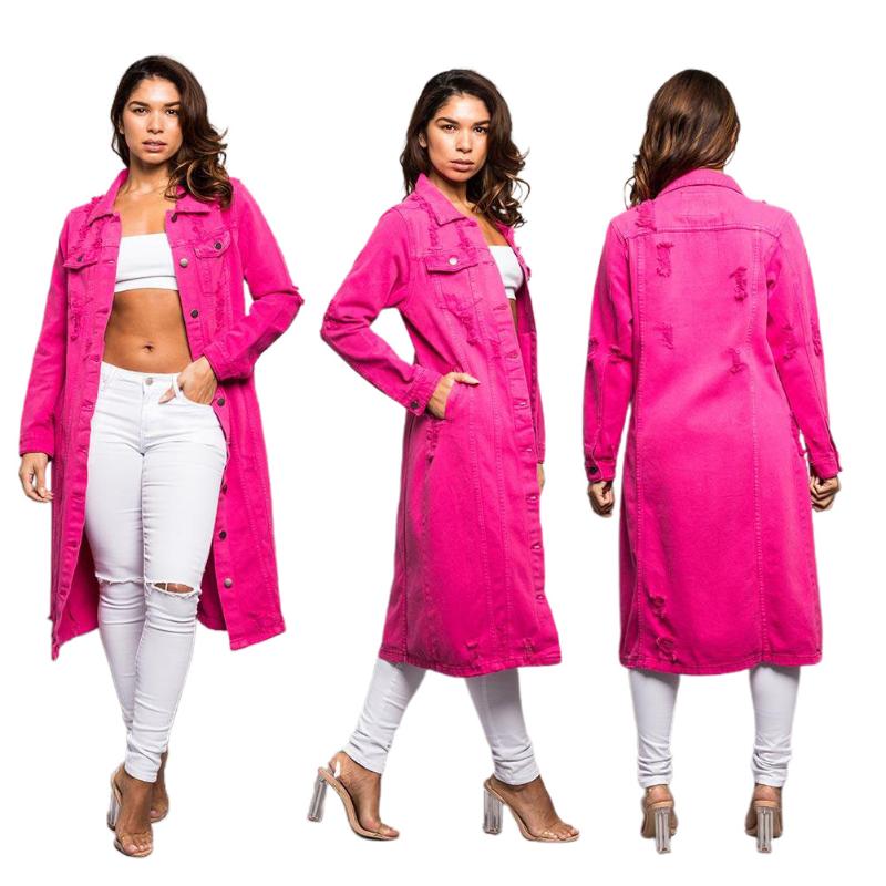 Women' Jackets Ripped Jeans Windbreaker Sexy Women Turn Down Collar Elegant Rose Casual Denim Long Jacket, Sk7083
Women' Jackets Ripped Jeans Windbreaker Sexy Women Turn Down Collar Elegant Rose Casual Denim Long Jacket, Sk7083