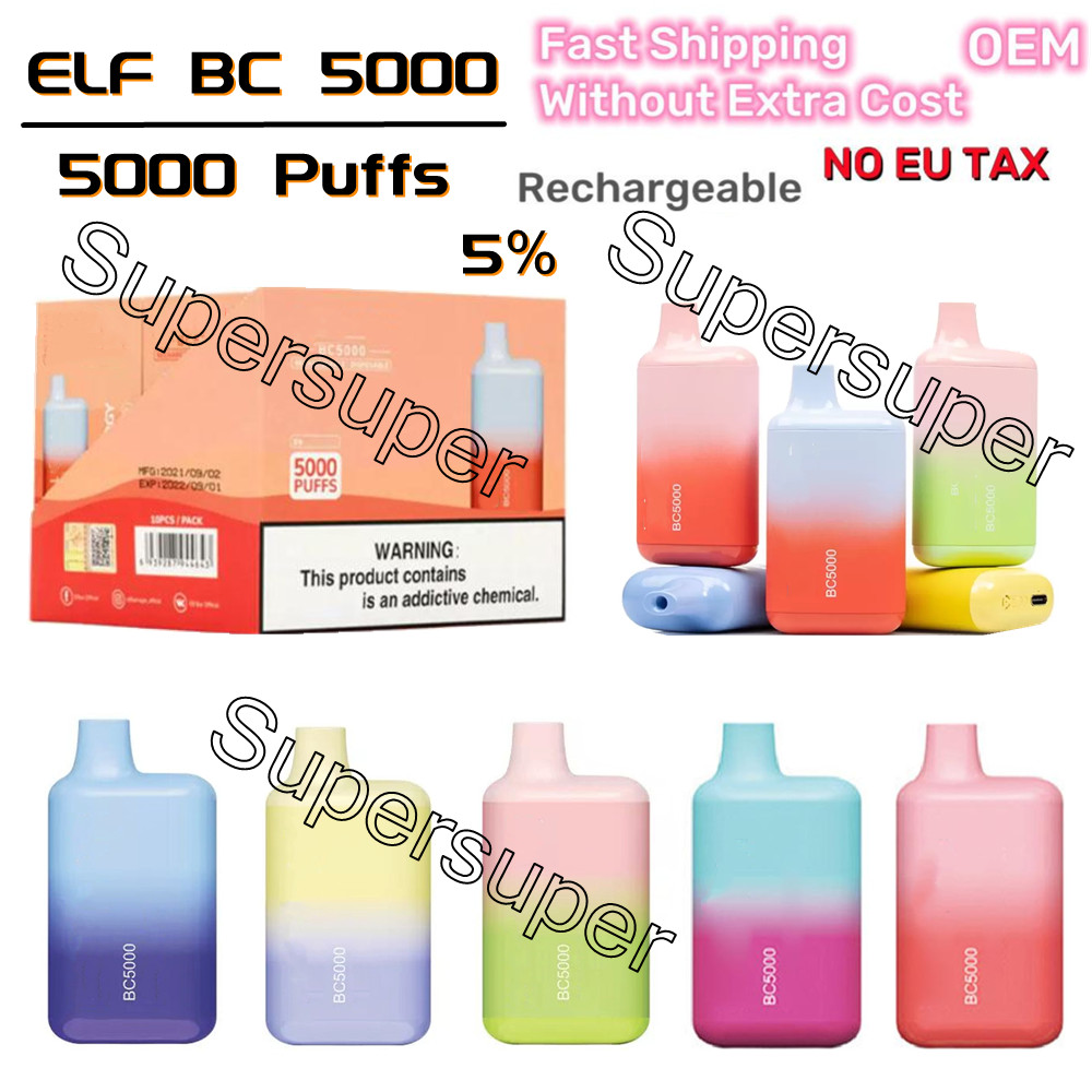 Small Amount Good Price Elf BC 5000 Disposable E Cigarettes 5000 Hits 5% NO EU TAX Pod 13ml 650mAh Rechargeable Battery Draw-Activated Firing Mechanism Vapes
Small Amount Good Price Elf BC 5000 Disposable E Cigarettes 5000 Hits 5% NO EU TAX Pod 13ml 650mAh Rechargeable Battery Draw-Activated Firing Mechanism Vapes