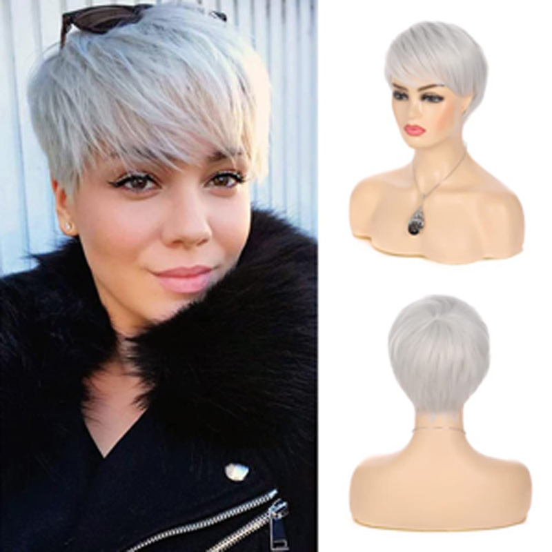 Short Purple Natural Layered Pixie Wig Synthetic Hair Replacement Wig for Daily Party Halloween Use