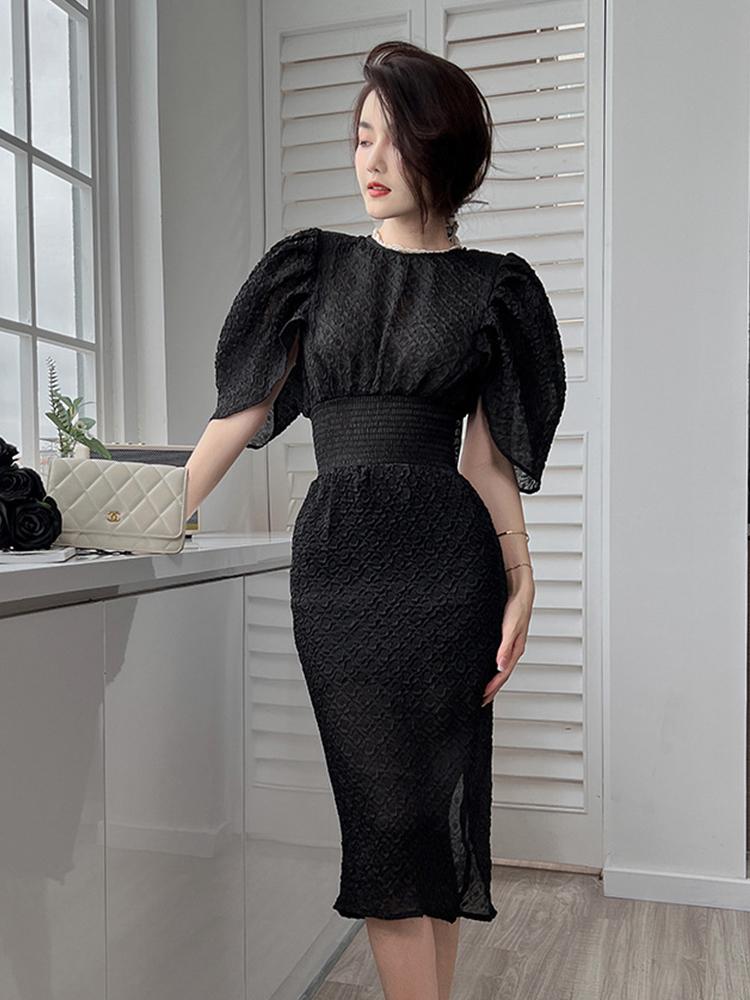 Party Dresses Summer Women Midi Dress Sweet Princess Celebrity Seersucker Puff Sleeve Tight Waist Slit Wrap Hip Robe Vestidos Ropa MujerPart, Black
Party Dresses Summer Women Midi Dress Sweet Princess Celebrity Seersucker Puff Sleeve Tight Waist Slit Wrap Hip Robe Vestidos Ropa MujerPart, Black