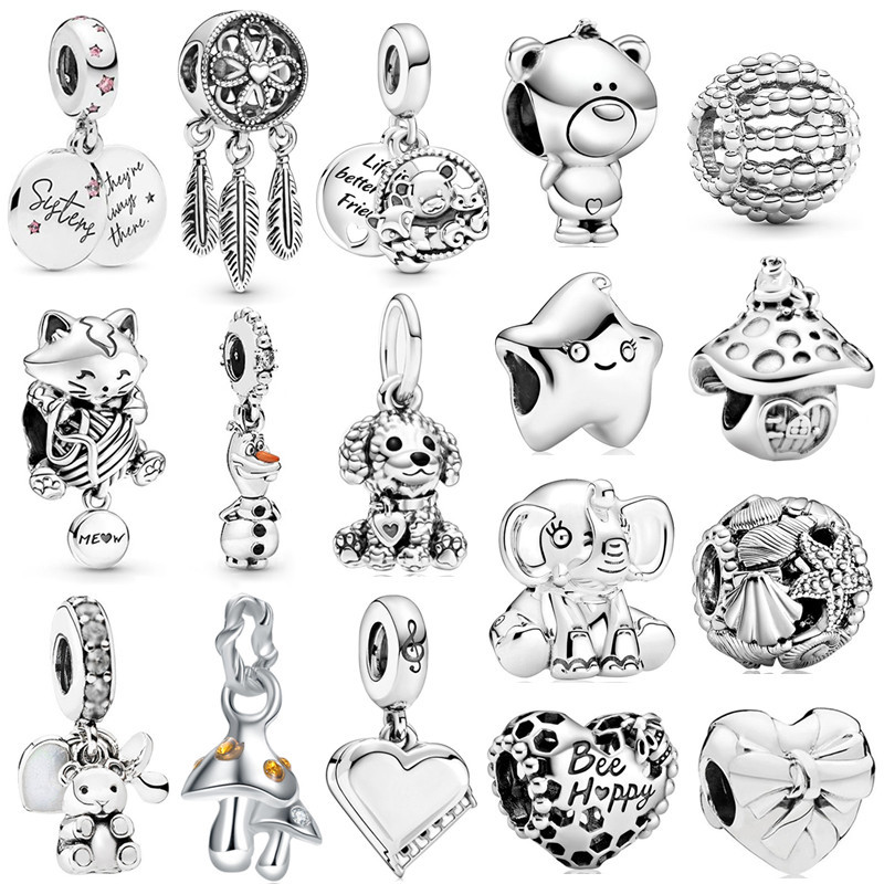 925 Silver Charm Beads Dangle 1Pcs New Cute Silver Star Cat Elephant Mushroom Pendant Bead Fit Pandora Charms Bracelet DIY Jewelry Accessories
925 Silver Charm Beads Dangle 1Pcs New Cute Silver Star Cat Elephant Mushroom Pendant Bead Fit Pandora Charms Bracelet DIY Jewelry Accessories