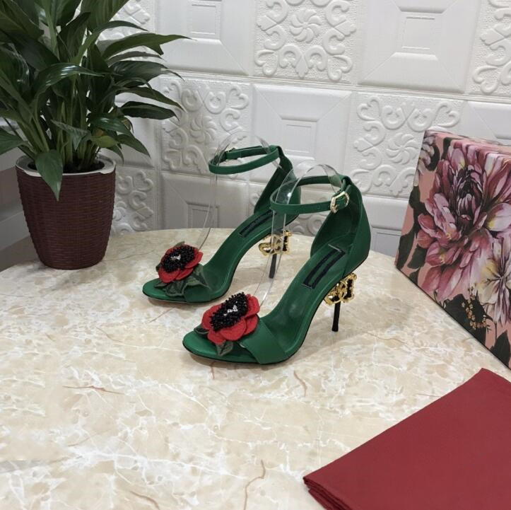 Ladies Newest Sandals Stiletto Heel Round Headband Flower Decorated Ankle Slim Strap Buckle Dress Casual Banquet Comfortable Lightweight Size 35-42