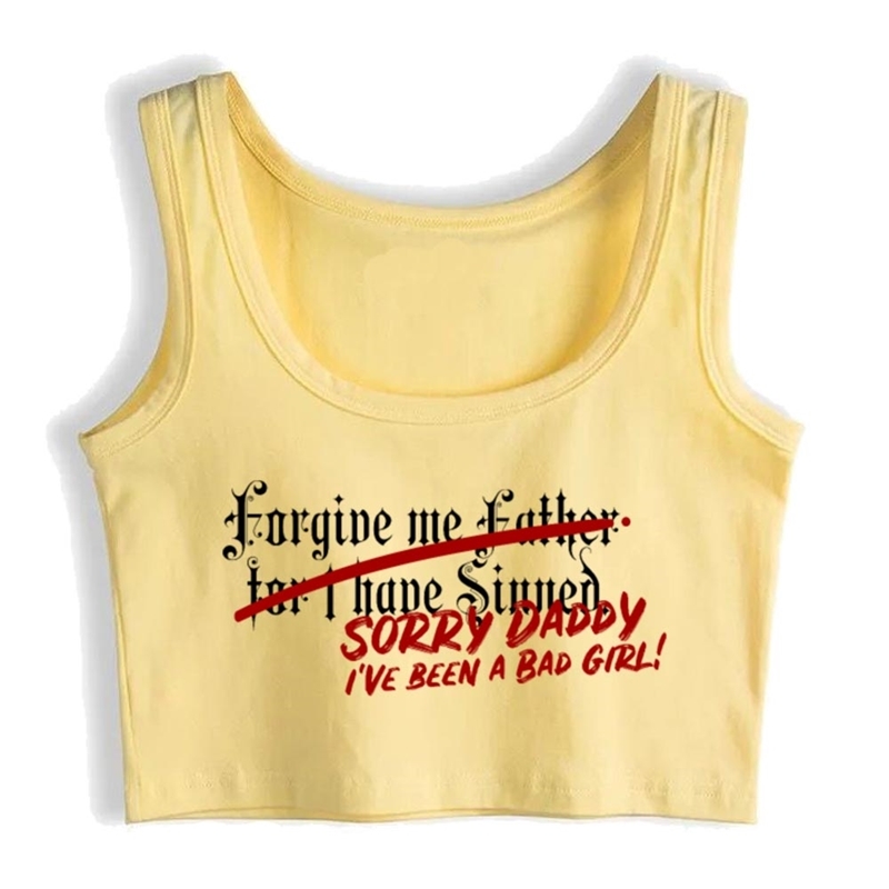 Crop Top Female Sorry Daddy Ive Been Ddlg Bdsm Print Fit White Cotton Top 220316