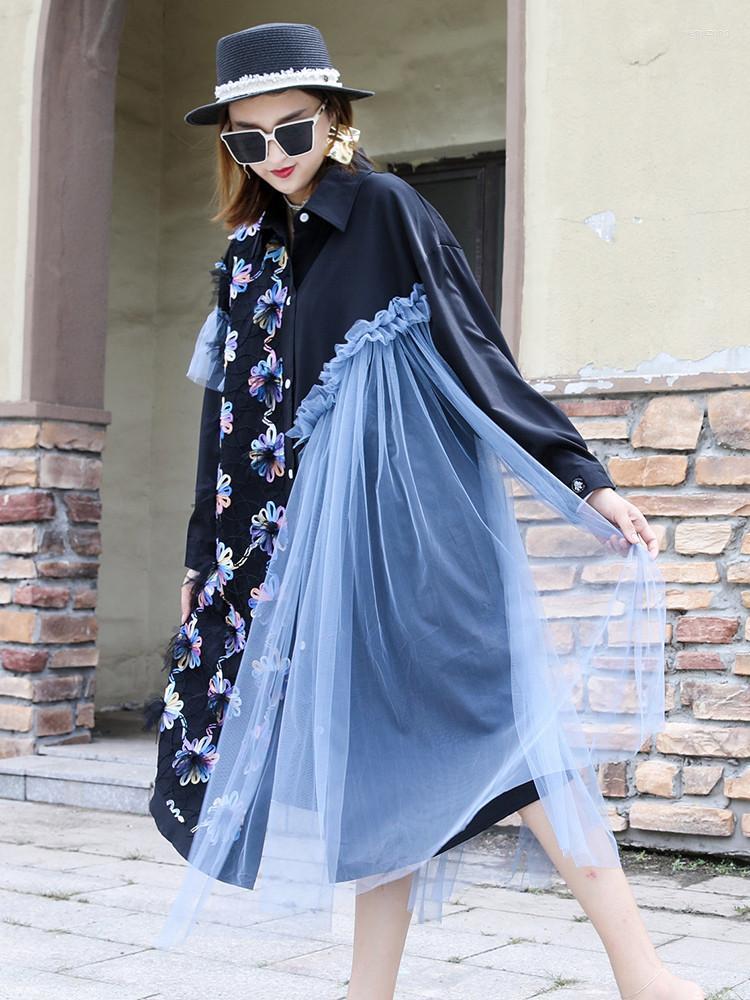 Casual Dresses European Spring Loose Retro Embroidery Mesh Mid-length Black Long Sleeve Cardigan Shirt Women Fashion Streetwear
Casual Dresses European Spring Loose Retro Embroidery Mesh Mid-length Black Long Sleeve Cardigan Shirt Women Fashion Streetwear