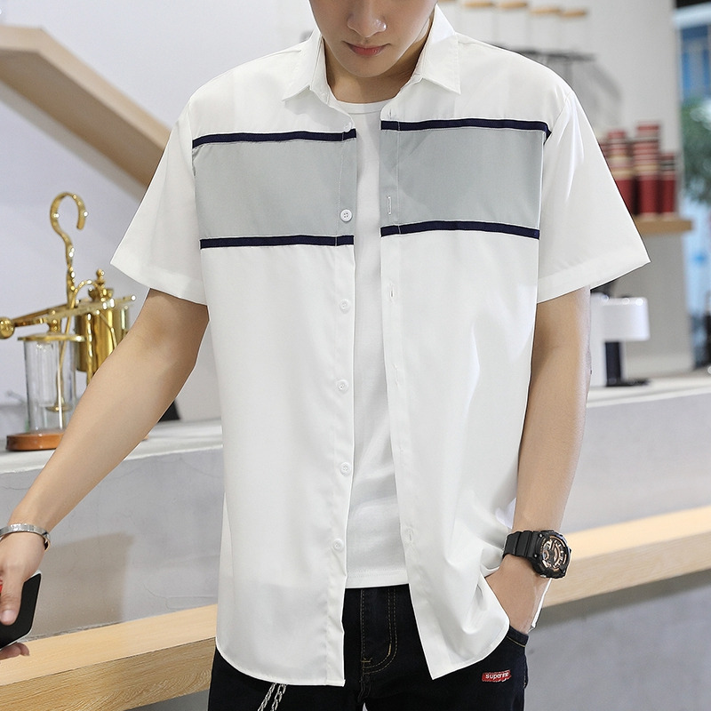 Summer thin style short-sleeved shirt male han edition easing trend handsome coat wind 220322