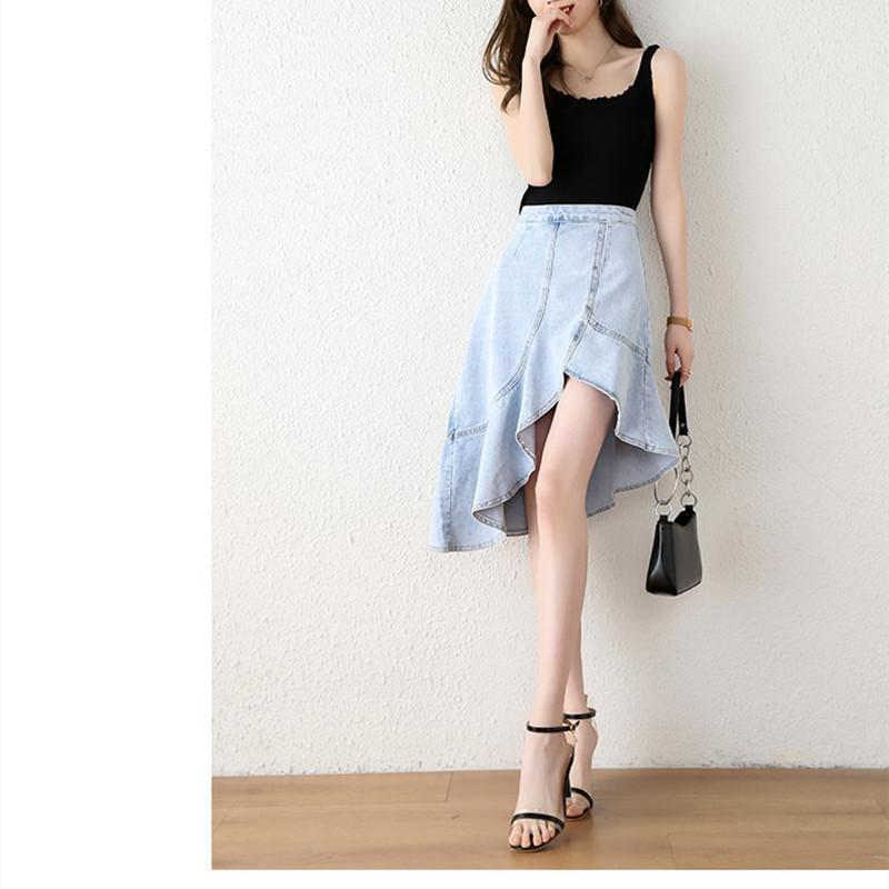 Skirts Summer Women' High Waist Irregular Denim Skirt Ruffled Mid-length Fashion Casual 2022, Deep blue
Skirts Summer Women' High Waist Irregular Denim Skirt Ruffled Mid-length Fashion Casual 2022, Deep blue