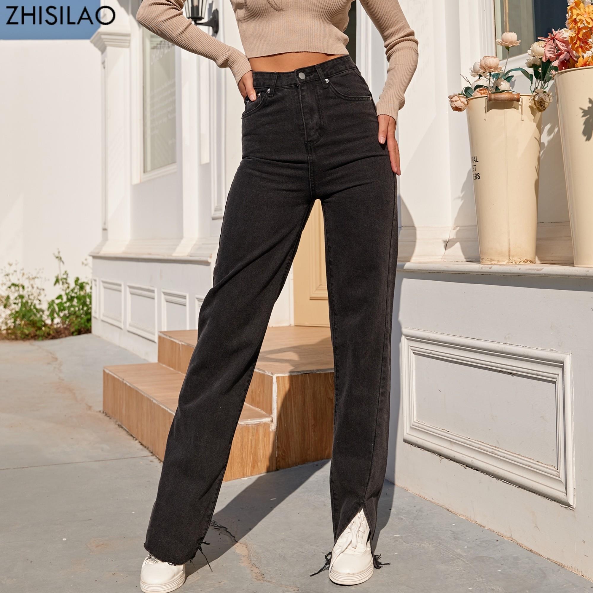 Black Straight Jeans Women Boyfriend Split Fork Wide Leg Denim Pants Streetwear High Waist Mom
Black Straight Jeans Women Boyfriend Split Fork Wide Leg Denim Pants Streetwear High Waist Mom