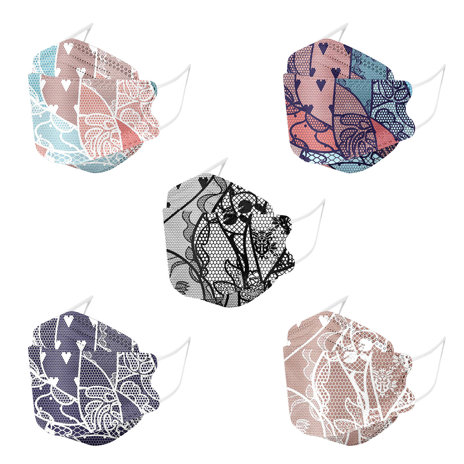 Disposable KF94 Face Mask Lace Breathable Masks with 4-Layer Filters and Elastic Ear Loops for Adult
Disposable KF94 Face Mask Lace Breathable Masks with 4-Layer Filters and Elastic Ear Loops for Adult
