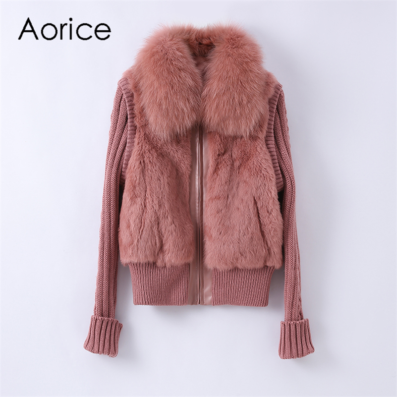 Aorice New Fashion Design Fox Fur Collarl Lady Real Rabbit Fur Coat with Nylon Sleeve CT138, Pink
Aorice New Fashion Design Fox Fur Collarl Lady Real Rabbit Fur Coat with Nylon Sleeve CT138, Pink
