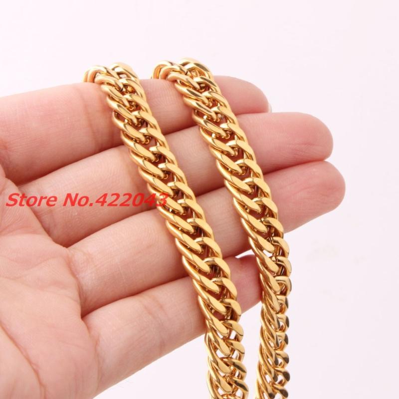 Chains Trendy 7-40" 8mm Thin Gold Color Stainless Steel Mens Curb Cuban Chain Necklace Classic Christams GiftChains
Chains Trendy 7-40" 8mm Thin Gold Color Stainless Steel Mens Curb Cuban Chain Necklace Classic Christams GiftChains
