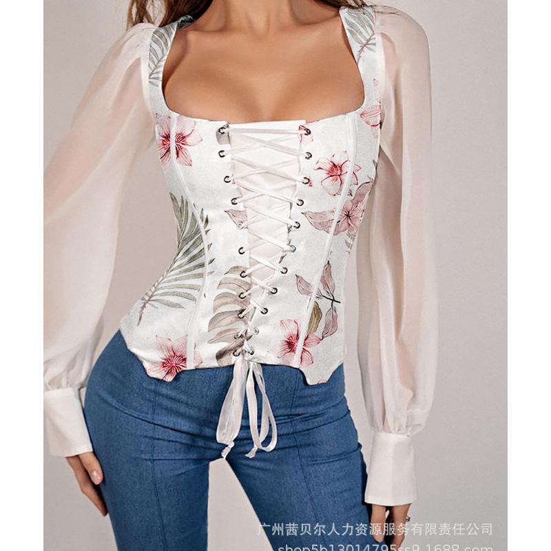 Women' Blouses & Shirts Women' Blouse Top Summer Autumn Sexy Print Slim Bandage Shirt Fashion Puff Sleeve Square Collar Stitching Lace, White
Women' Blouses & Shirts Women' Blouse Top Summer Autumn Sexy Print Slim Bandage Shirt Fashion Puff Sleeve Square Collar Stitching Lace, White