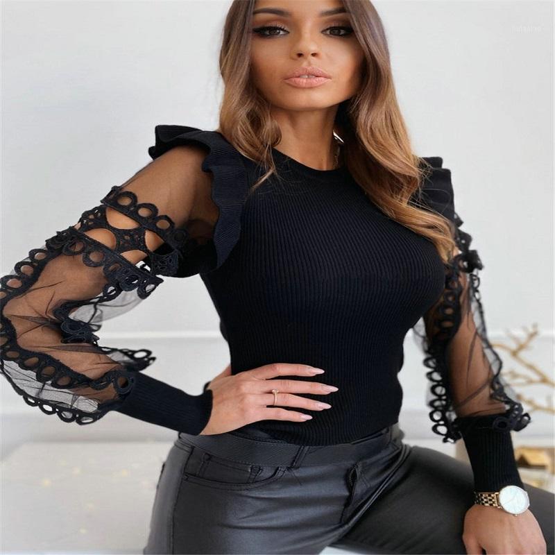 Women' Blouses & Shirts Fashion Spring Women Blouse Mesh Patchwork Design Lace Ruffles Decor See Through O-Neck Long Sleeve Solid Pullovers, Color1
Women' Blouses & Shirts Fashion Spring Women Blouse Mesh Patchwork Design Lace Ruffles Decor See Through O-Neck Long Sleeve Solid Pullovers, Color1