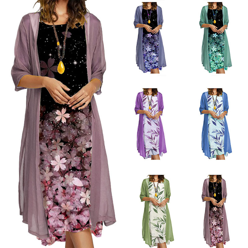 Womens Dresses Summer women's long skirt two-piece floral round neck coat women Sexy V Floral Print Boho Beach Dress Ruffle Short Sleeve Mini Wrap Sundress Robe, Green_1
Womens Dresses Summer women's long skirt two-piece floral round neck coat women Sexy V Floral Print Boho Beach Dress Ruffle Short Sleeve Mini Wrap Sundress Robe, Green_1