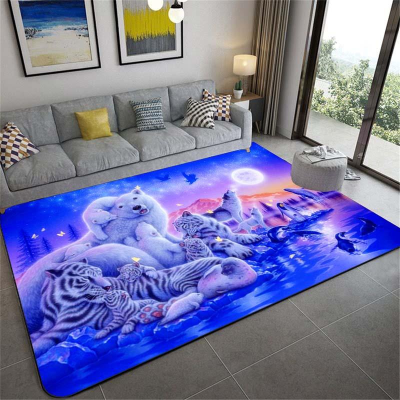 Carpets 3D Leopard Tiger Lion Cat Nonslip Area Rugs Large Mat For Living Room Comfortable Carpet Soft Floor Bedroom2668066