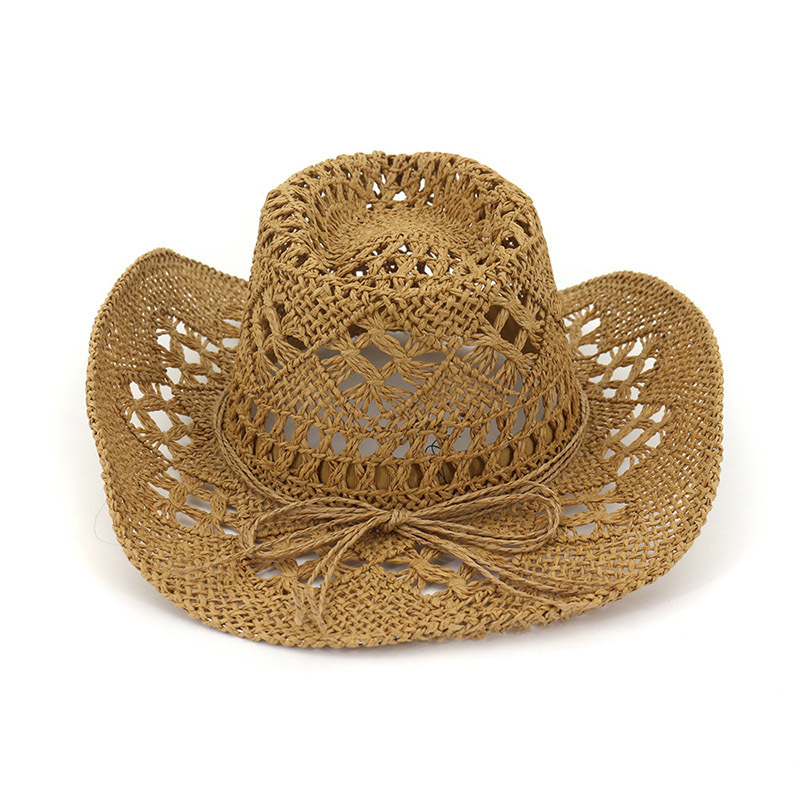 Fashion Hollowed Handmade Cowboy Straw Hat Women Men Summer Outdoor Travel Beach Hats Unisex Solid Western Sunshade Cap CP0192 220525