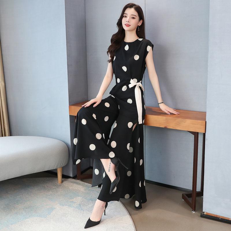 Women's Tracksuits Chiffon Wide-Leg Trouser Suit For Women Summer Chic Elegant Polka Dot Print Ivory Blouse + Pants Culottes Two-Piece Set S, Single pant
Women's Tracksuits Chiffon Wide-Leg Trouser Suit For Women Summer Chic Elegant Polka Dot Print Ivory Blouse + Pants Culottes Two-Piece Set S, Single pant