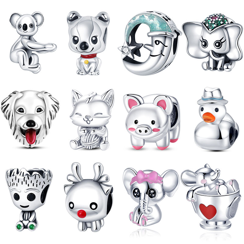 925 Silver Fit Pandora Charm 925 Bracelet Colgante Elephant Dog Cat Duck Pig charms set Pendant DIY Fine Beads Jewelry
925 Silver Fit Pandora Charm 925 Bracelet Colgante Elephant Dog Cat Duck Pig charms set Pendant DIY Fine Beads Jewelry