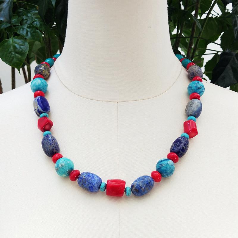 Chokers Lii Ji Real Stone Blue Lapis Lazuli Coral Turquoise Necklace Choker 60cm Women Jewelry Stock SaleChokers
Chokers Lii Ji Real Stone Blue Lapis Lazuli Coral Turquoise Necklace Choker 60cm Women Jewelry Stock SaleChokers