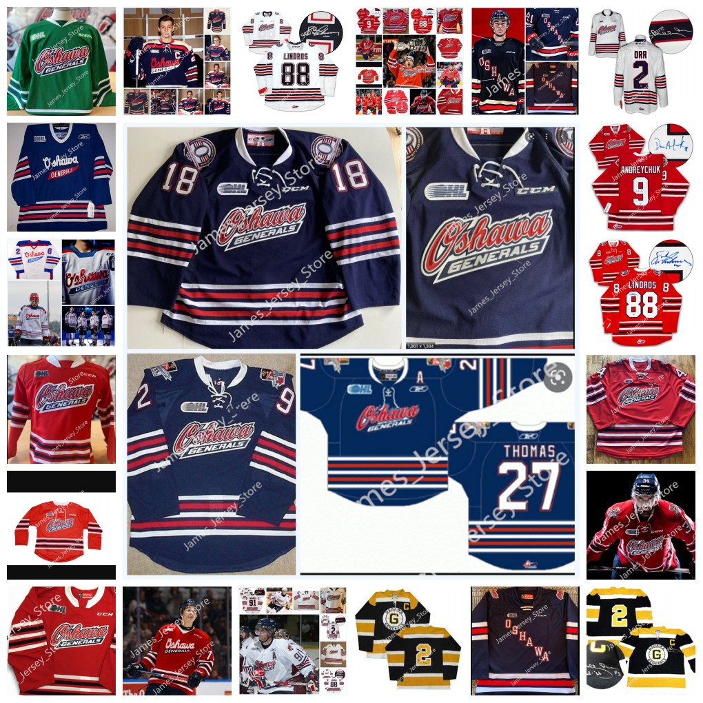 Custom OHL Oshawa Generals Stitched Hockey Jersey Carter Bickle 15 Ryan O'Dell 33 Zachary Paputsakis 40 Daniel Altshuller 56 Jeremy Brodeur 35 Ken Appleby 2 Bobby Orr