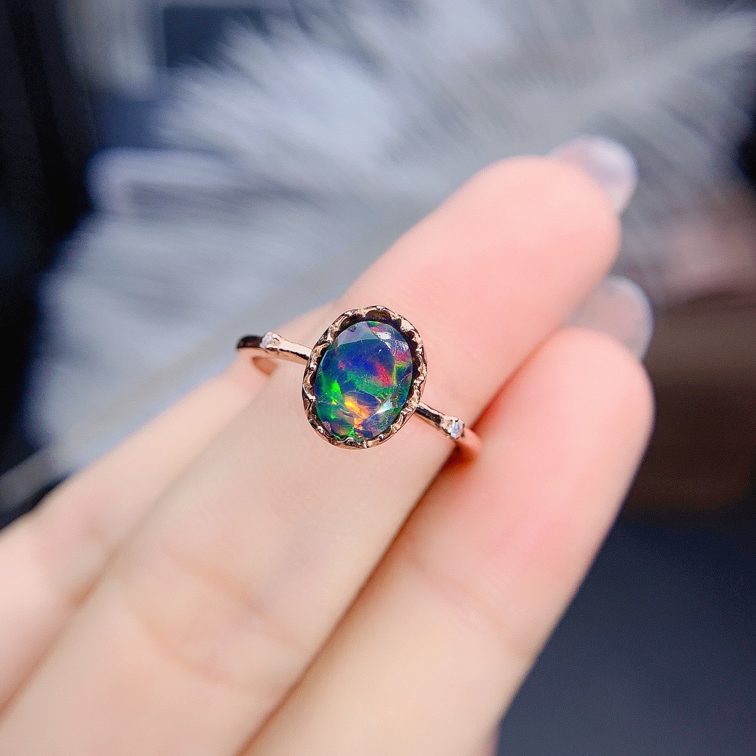 Faceted Cut Natural Fire Black Opal Ring in 925 Sterling Silver Adjustable Ring Engagement Wedding Rings For Women Gift
Faceted Cut Natural Fire Black Opal Ring in 925 Sterling Silver Adjustable Ring Engagement Wedding Rings For Women Gift