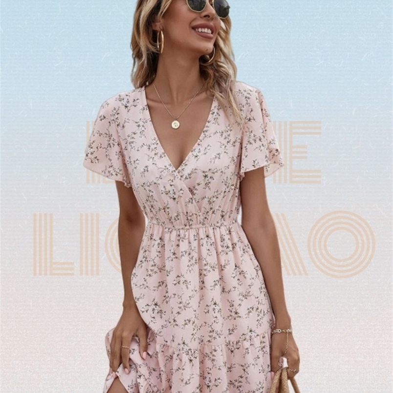 Allover Ditsy Floral Print Ruffle Hem A line Dress Summer Women Pink Butterfly Sleeve Elastic Waist V neck Midi Robe Femme 220613, Light green
Allover Ditsy Floral Print Ruffle Hem A line Dress Summer Women Pink Butterfly Sleeve Elastic Waist V neck Midi Robe Femme 220613, Light green