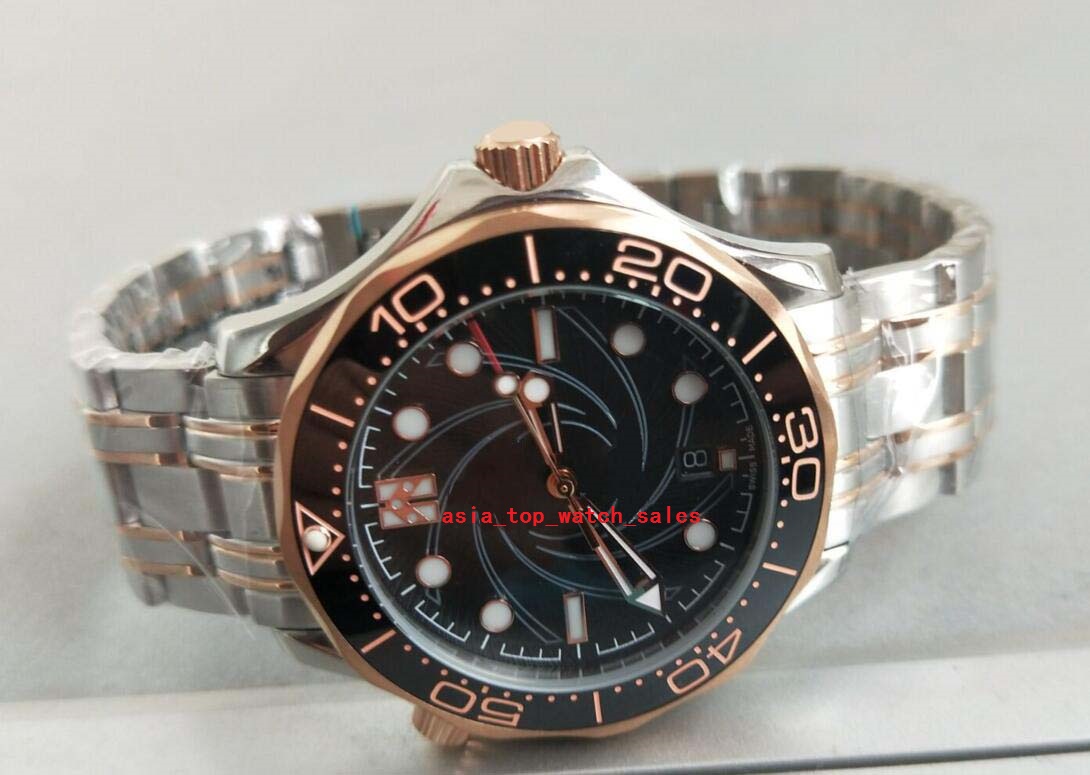 Topselling classic 2 styles James Bond 007 men Wristwatches 42MM dial 8800 movement sapphire Ceramic Auto Date Steel&Rose Gold Two tones top quality Men's watches, Blue
Topselling classic 2 styles James Bond 007 men Wristwatches 42MM dial 8800 movement sapphire Ceramic Auto Date Steel&Rose Gold Two tones top quality Men's watches, Blue