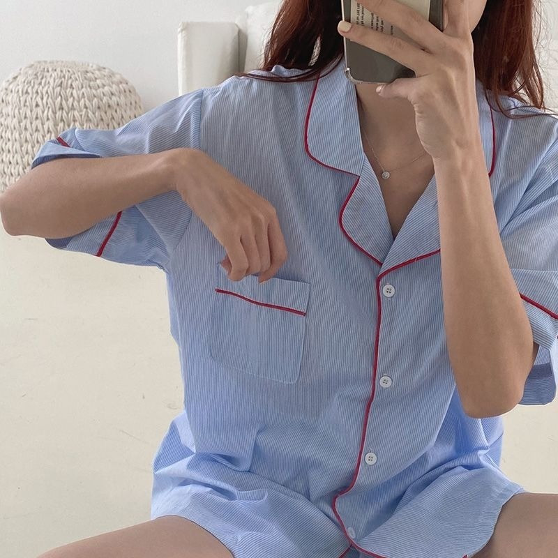 Korean Room Wear Pajamas for Women Pyjamas Loose Pijamas Suits with Shorts Two Piece Set Summer Soft Casual Home Suit Spring 220329