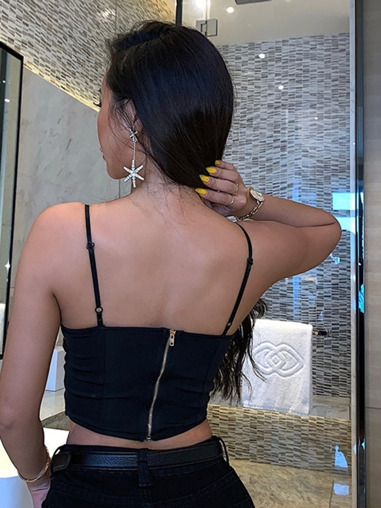 Sexy Lace Strap Backless Short Women Top Nightclub Solid Black Up Summer Beach Boho Camis Tank BOG 39HY 220325