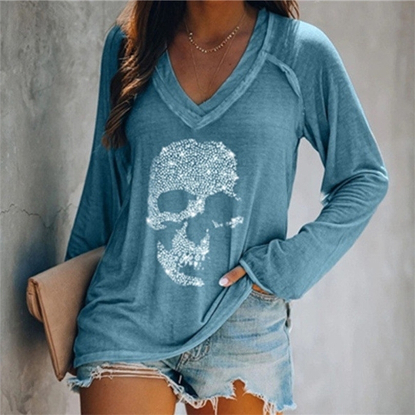 Goth Skull Print V-neck Long Sleeve Tee Shirts Women Fashion Loose Top Famale Summer Clothing Y2K Punk Harajuku Tshirts 220407, Pink short sleeves
Goth Skull Print V-neck Long Sleeve Tee Shirts Women Fashion Loose Top Famale Summer Clothing Y2K Punk Harajuku Tshirts 220407, Pink short sleeves