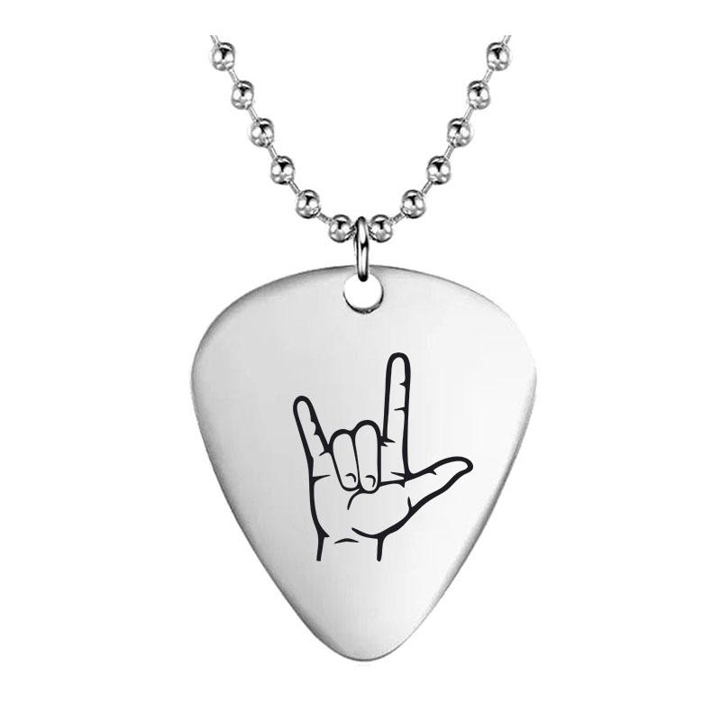 Pendant Necklaces Stainless Steel Gesture Love Necklace Rock Style Guitar Pick Men And Women All-match Jewelry Accessories MusicPendant
Pendant Necklaces Stainless Steel Gesture Love Necklace Rock Style Guitar Pick Men And Women All-match Jewelry Accessories MusicPendant
