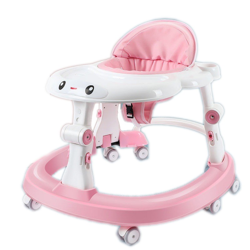 Baby Walker with 6 Mute Rotating Wheels Anti Rollover Multifunctional Child Walker Seat Walking Aid Assistant Toy 976 D3
