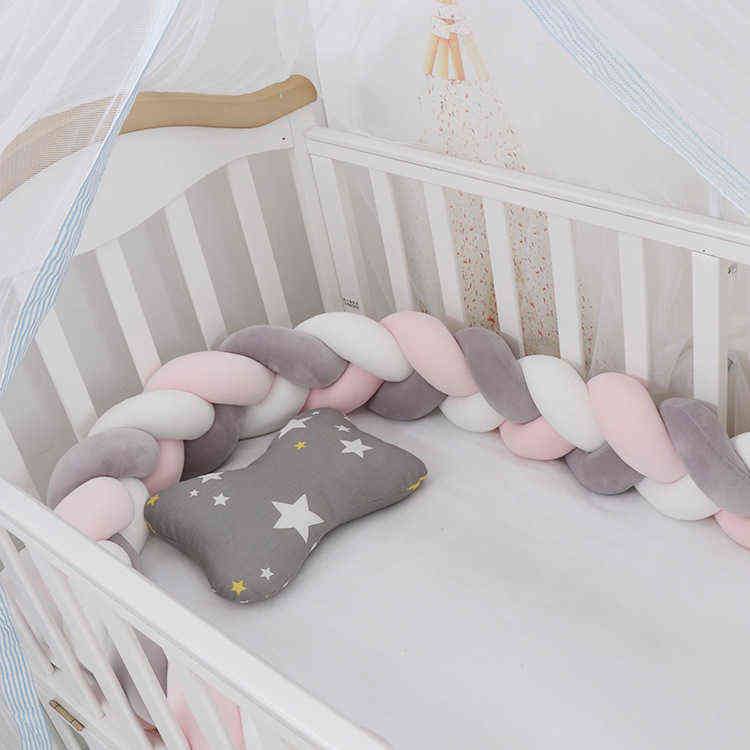 3M Baby Bed Bumper Protector Infant Cradle Pillow Cushion Braid Knot Bumper Crib Bumper Tour De Lit Bebe Tresse Room Decor AA220326