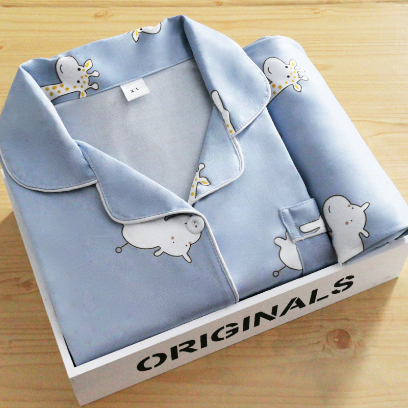 style lapel pajamas women in the spring and autumn cardigan long-sleeved pants cartoon ms leisurewear suit Women's 220329